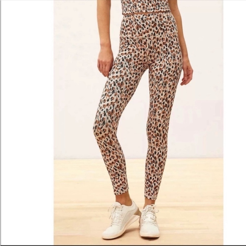 Anthropologie Daily Practice Leopard Yoga Leggings Brown Tan Size L NWT